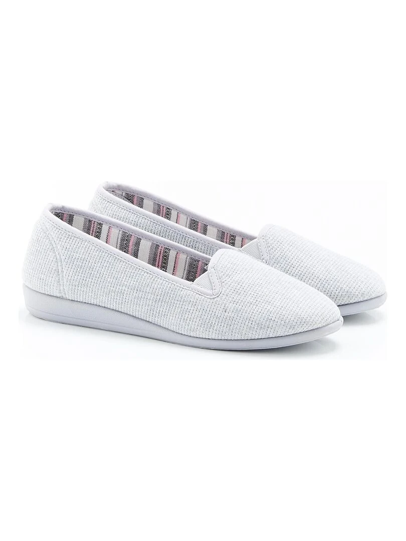 Pantoufles en maille gaufrée Damart Gris clair