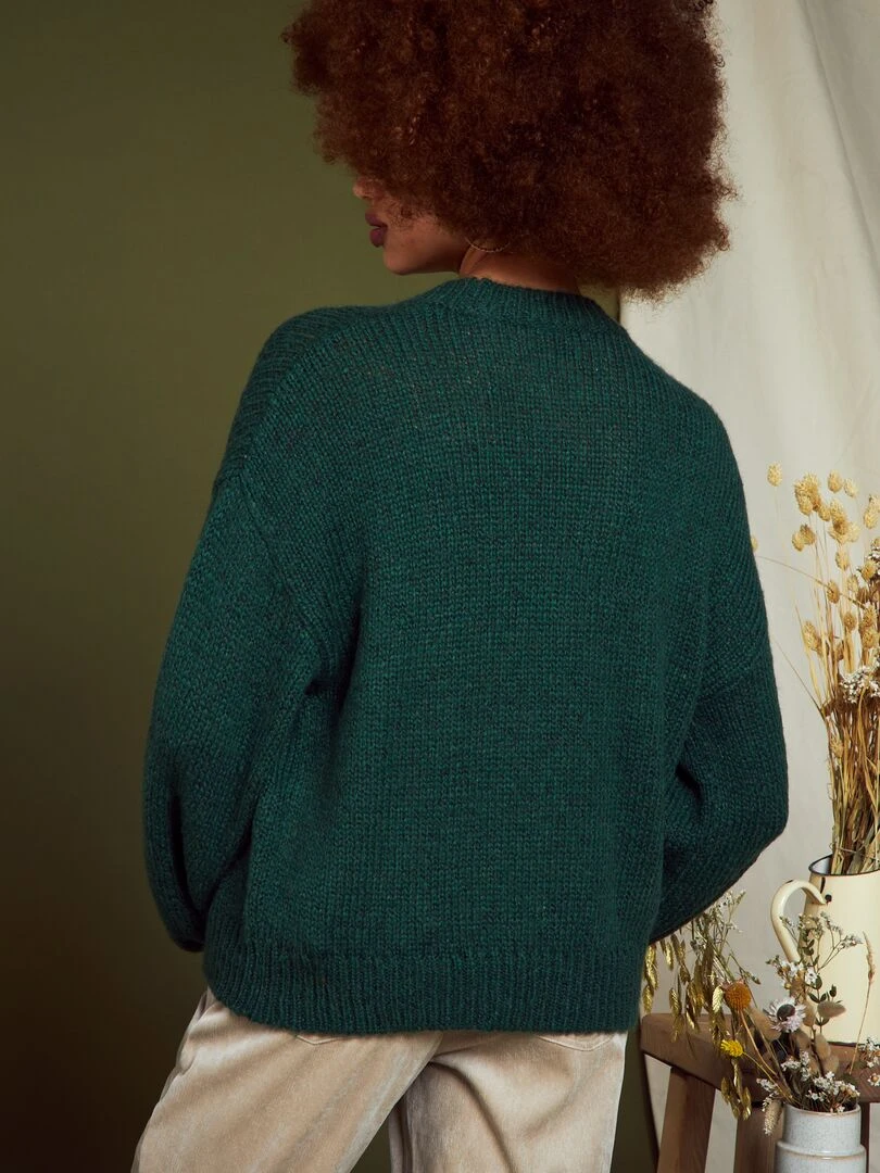 Pull court en maille   Vert