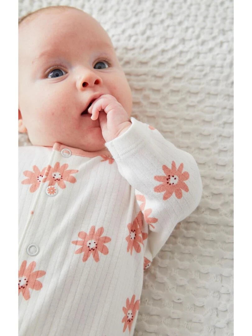 Pyjama 1 pièce tournesol en jersey  écru/corail   Noukie's   Rose