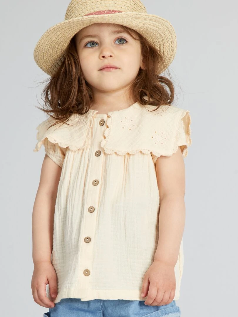 Blouse en gaze de coton Ecru
