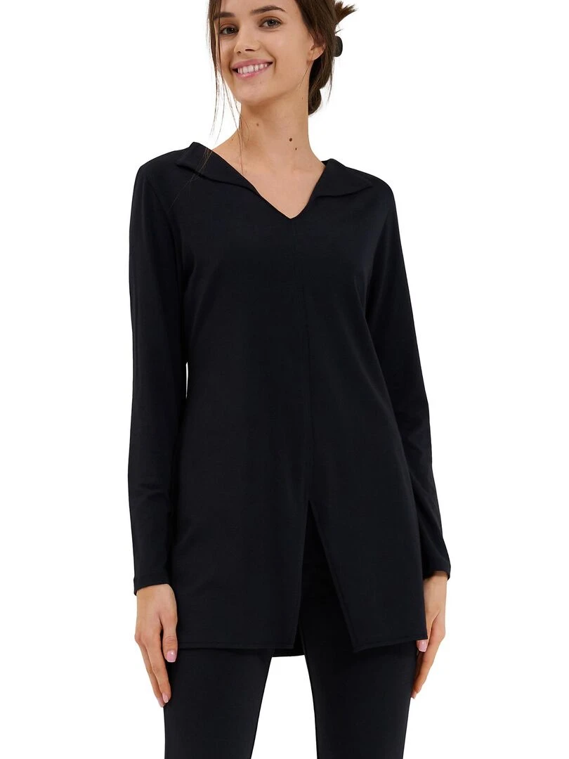 Haut pyjama tunique manches longues Mia Noir
