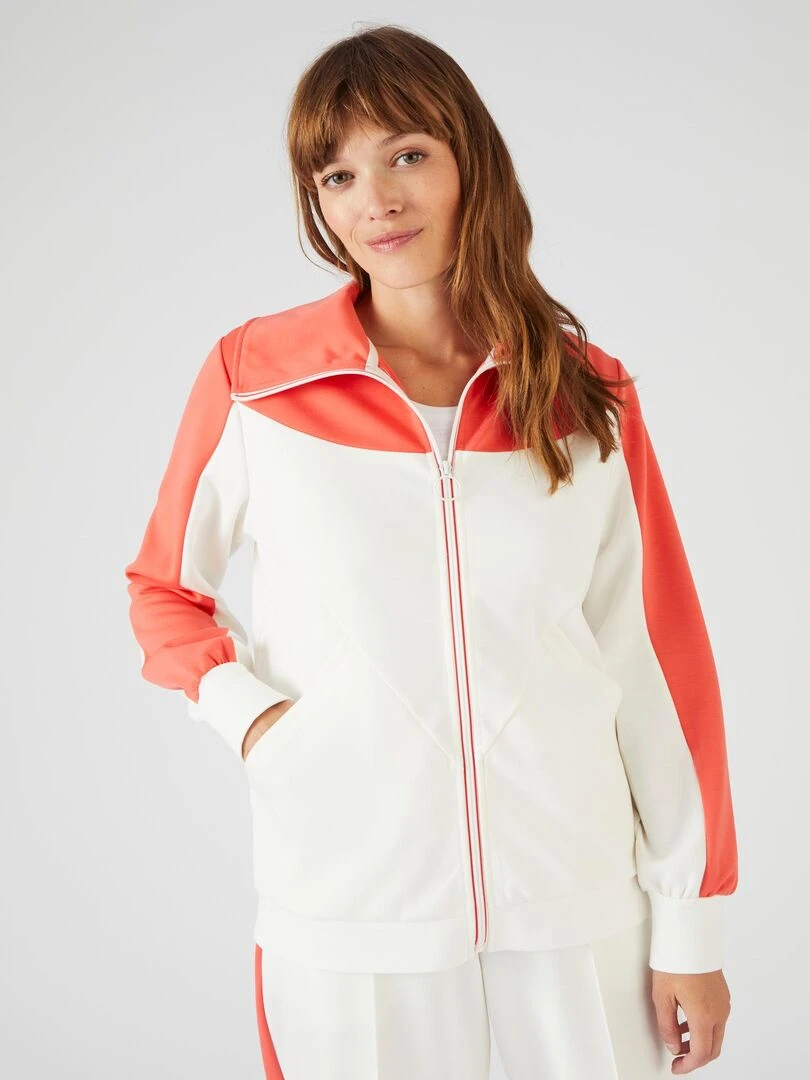 Gilet zippé jeu de couleur   Happy D. by Damart   Blanc Orange