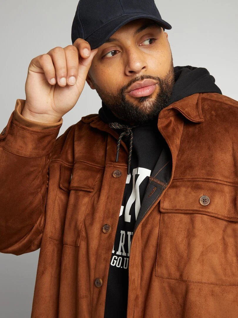 Surchemise en suédine à poches   Marron