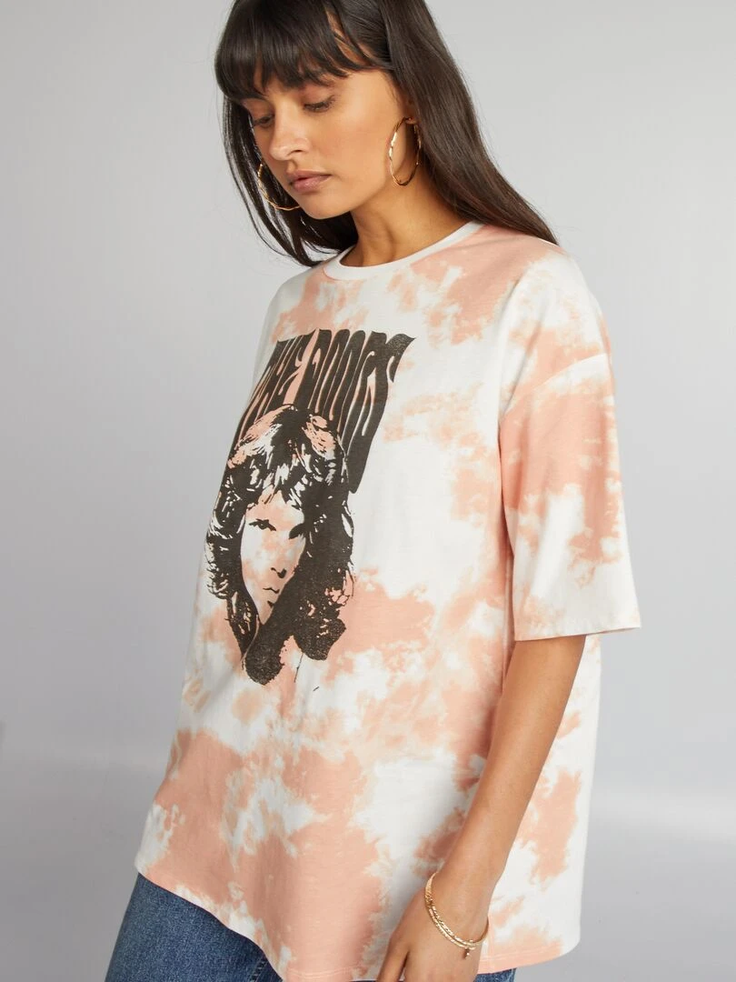 T shirt effet tie and dye 'The Doors'   Rose