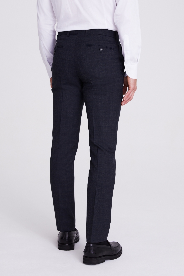 Tailored Fit Charcoal with Navy Check Trousers Buy Online at Moss