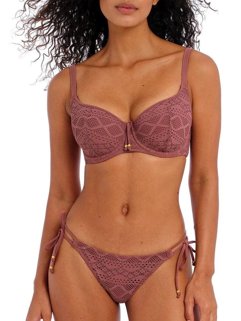 Haut de maillot de bain maille crochet à armatures Sundance Marron