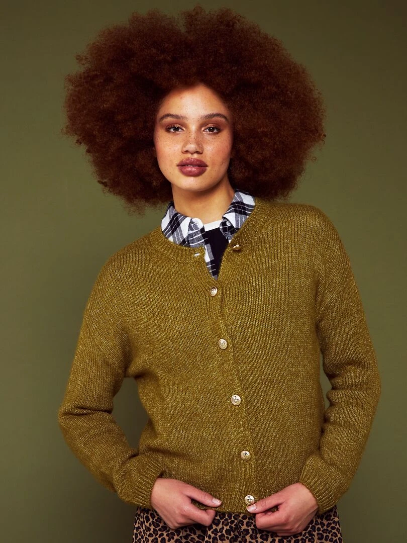 Gilet en maille avec ouverture boutonnée Vert