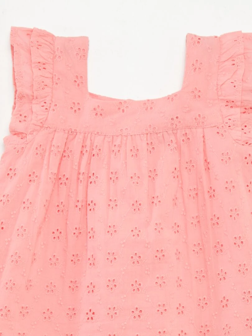 Pull sans manches en broderie anglaise   Bleu