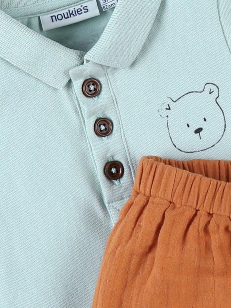 Set polo + short  aqua/caramel   Noukie's   Vert