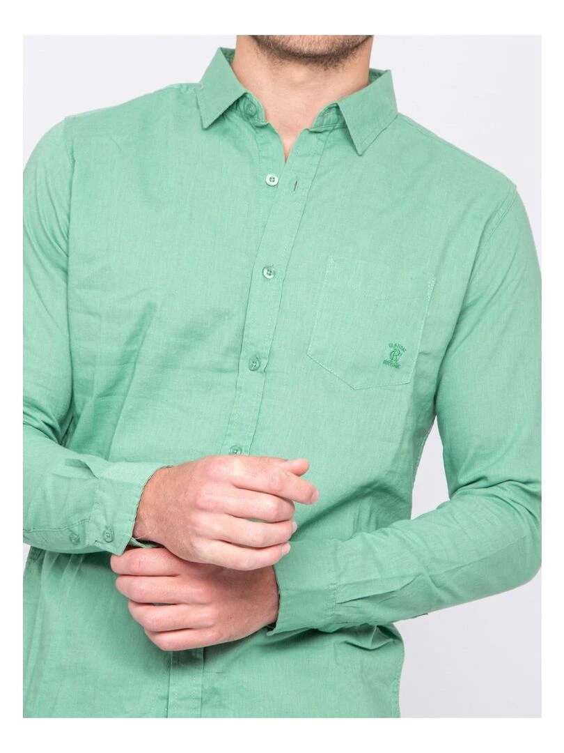 Chemise manches longues lin et coton DALICOT   Vert
