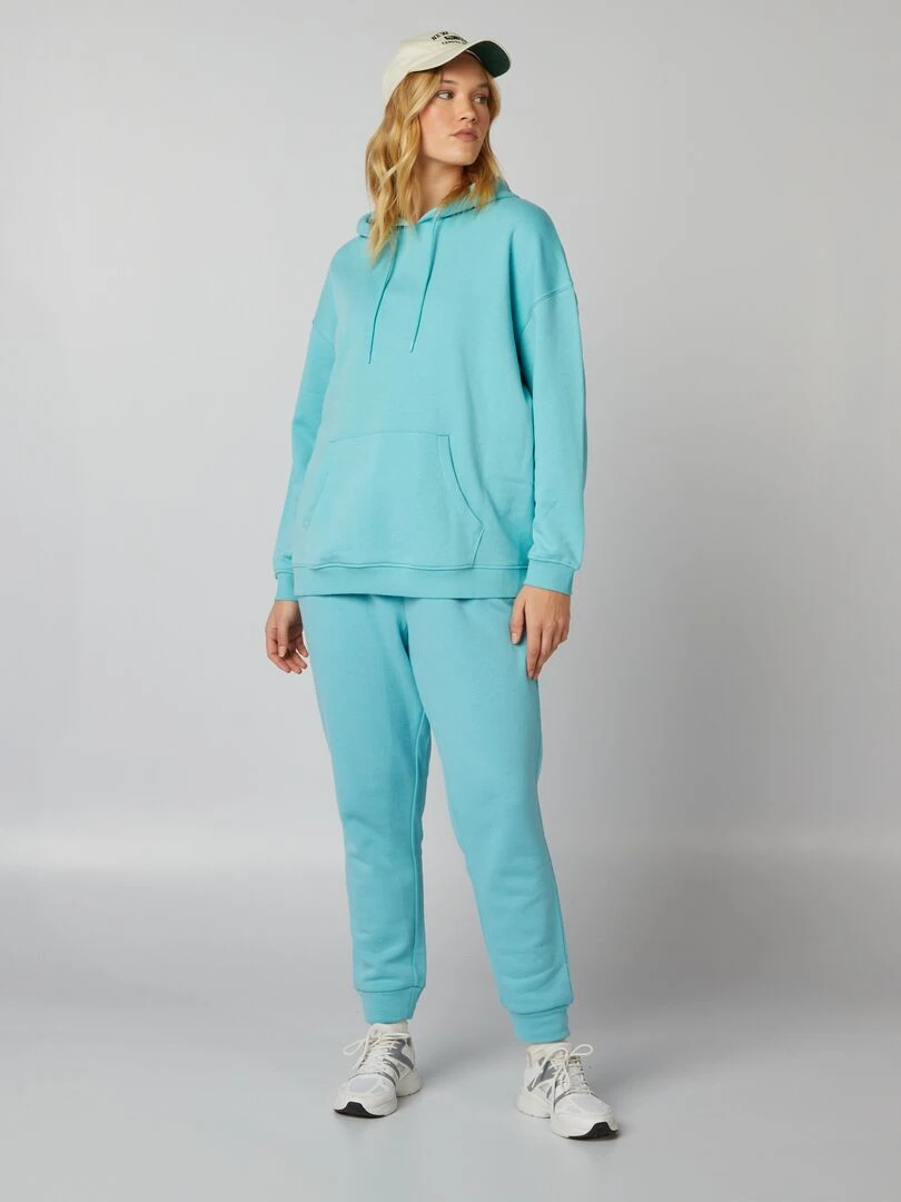 Sweat à capuche avec poche kangourou Bleu vert
