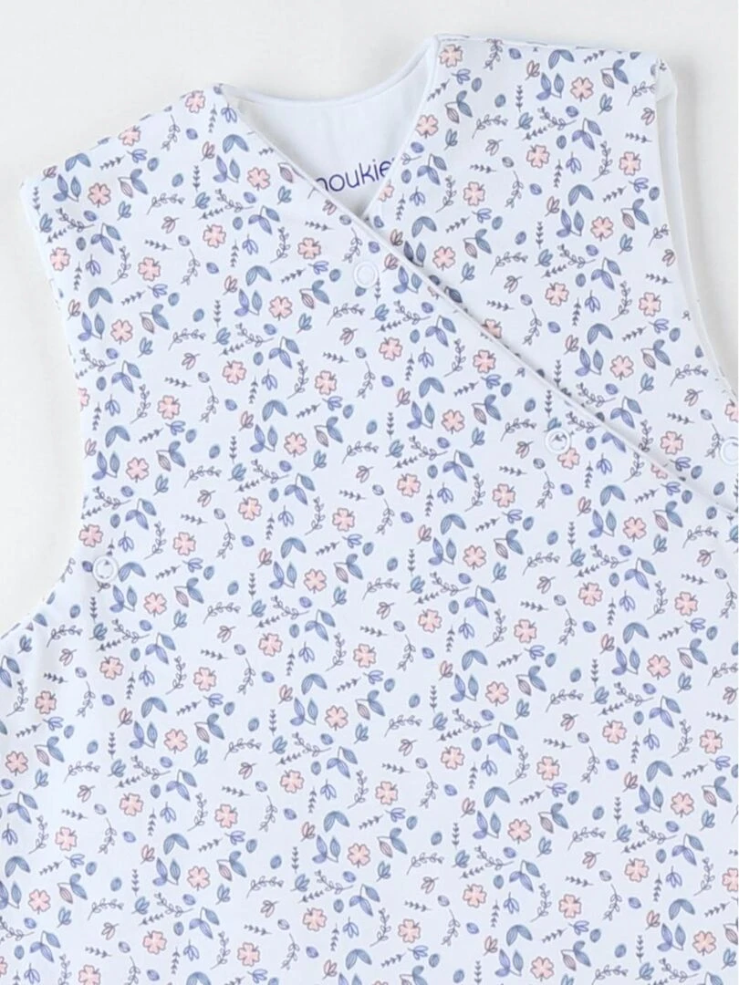 Gigoteuse 70 cm fleurie en jersey  écru/bleu clair   Noukie's   Bleu