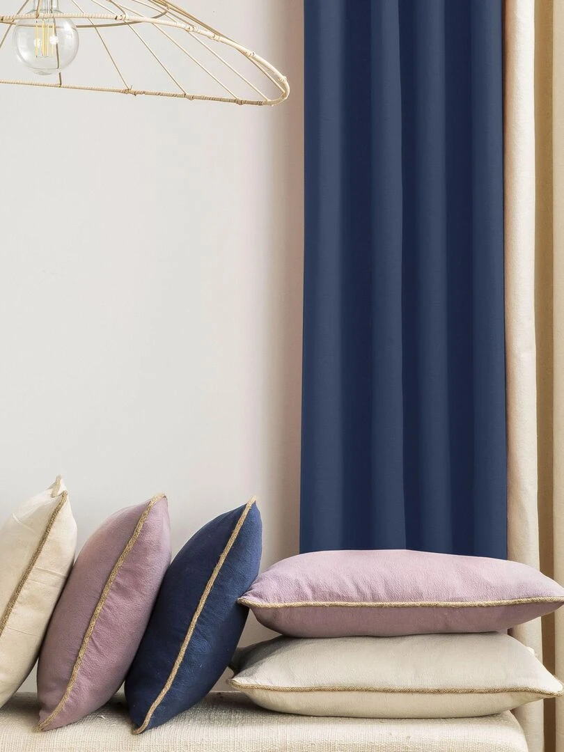 Rideau en coton recyclé avec œillets 'Deko&co'   Bleu roi