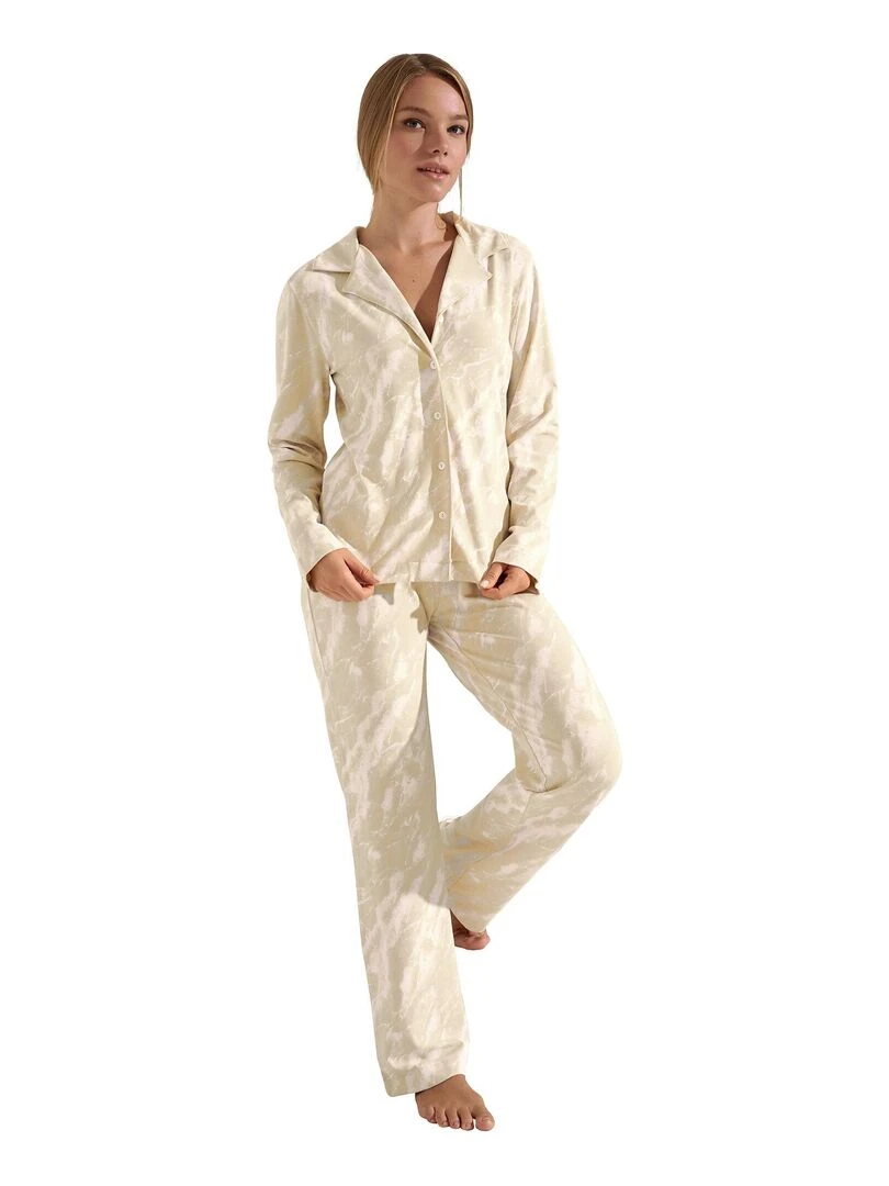 Pyjama pantalon chemise manches longues Naomi Jaune