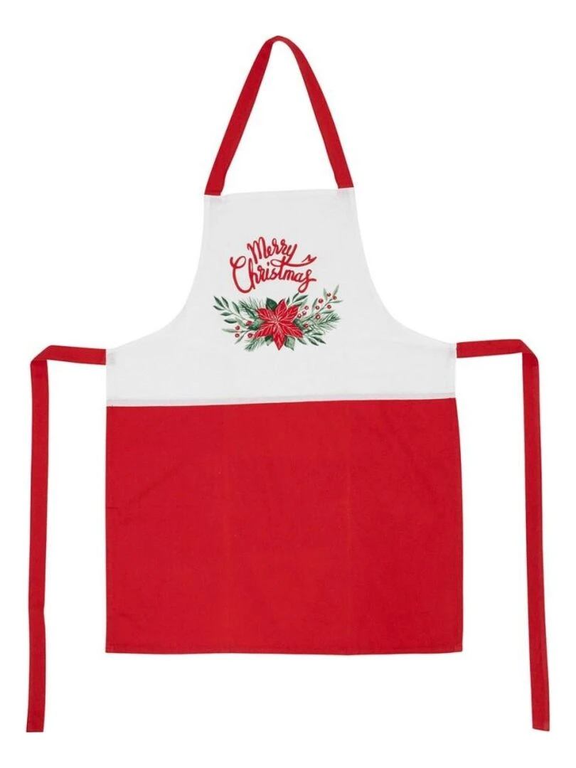 Tablier baies de Noël 60x80 cm coton   Rouge