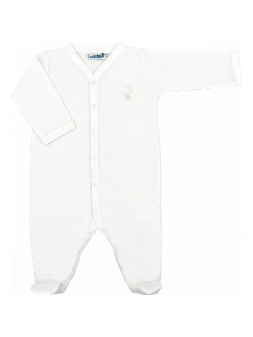 Pyjama été léger 100% coton biologique 1 à 6 mois Blanc