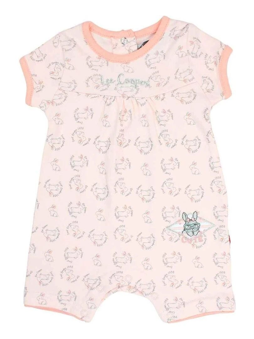Lee Cooper Combishort bébé fille imprimé logo en coton Rose