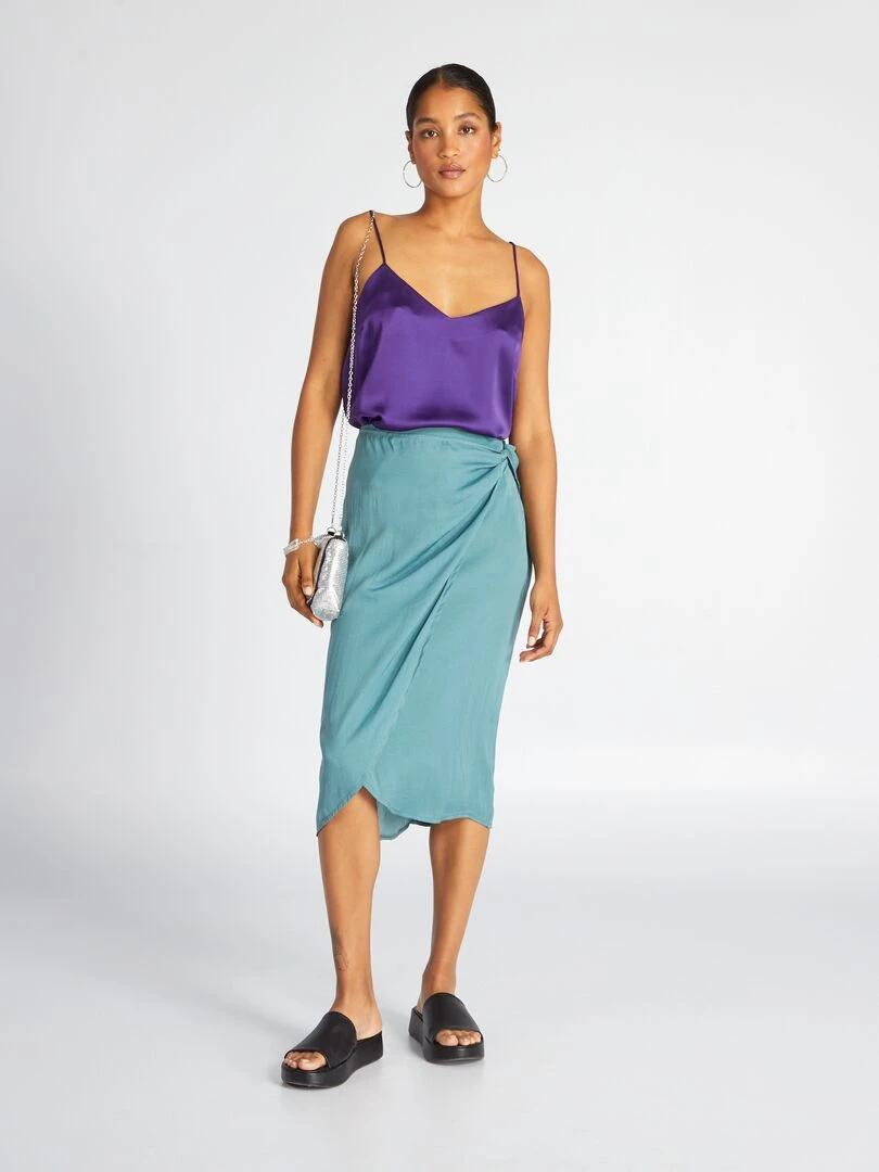 Jupe midi Bleu