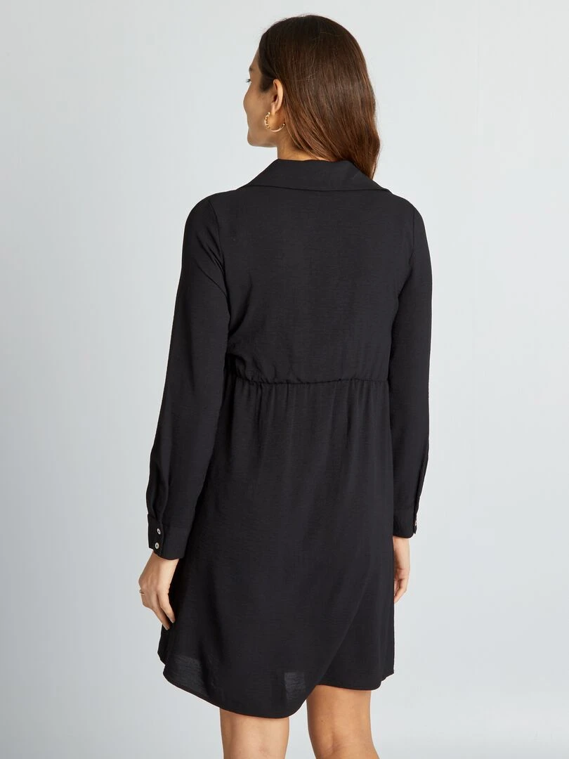Robe grossesse cintrée et satinée   noir