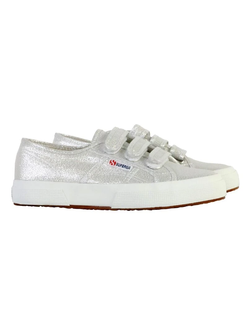 Basket Basse à Scratch Superga Straps Lame   Gris