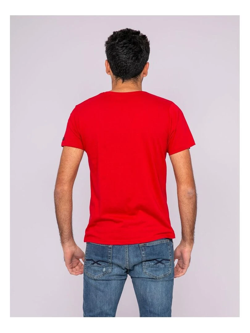 T shirt col V pur coton organique WETHERBY   Rouge
