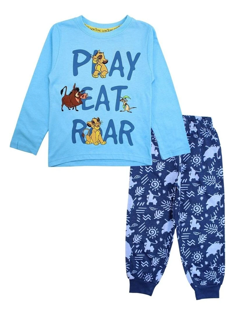 Disney Pyjama garçon imprimé Le Roi Lion en coton Bleu