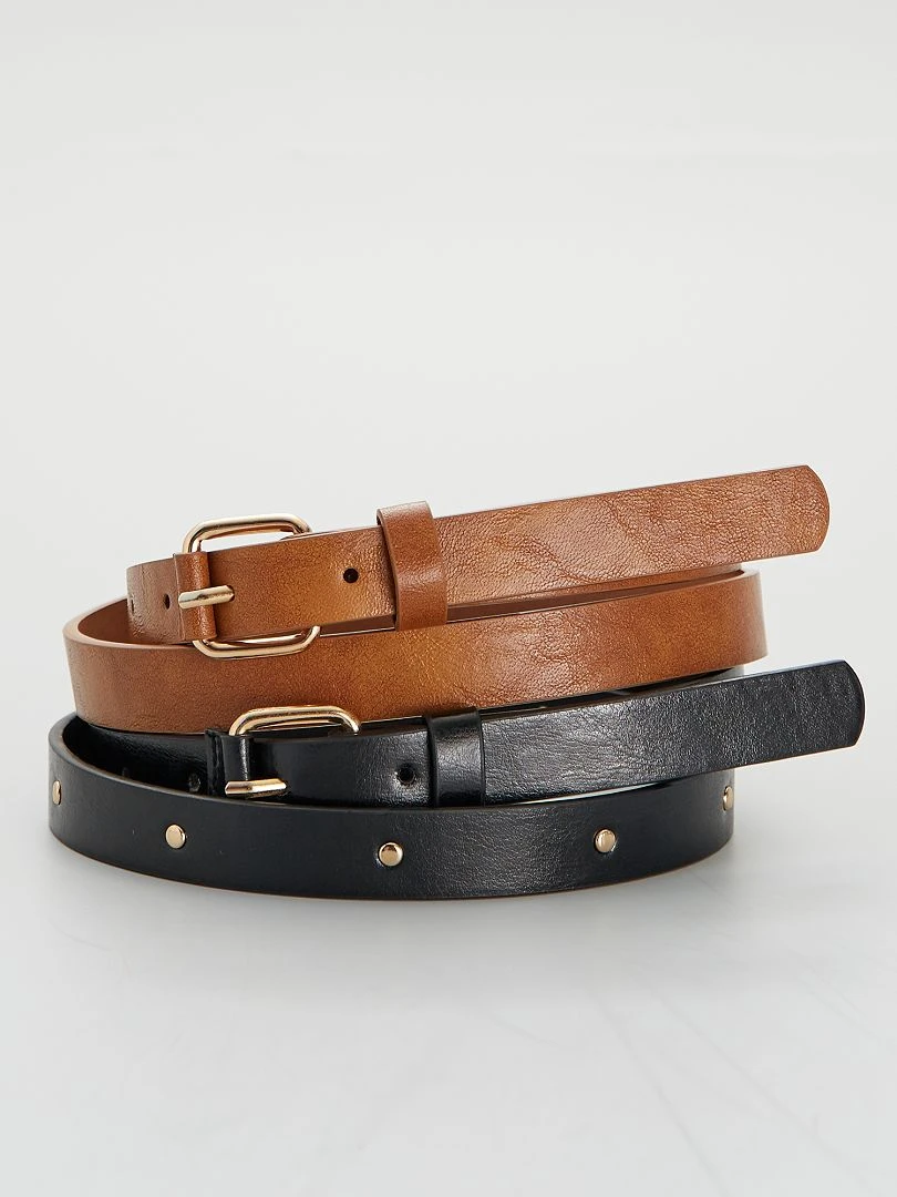 Lot de 2 ceintures   noir/camel