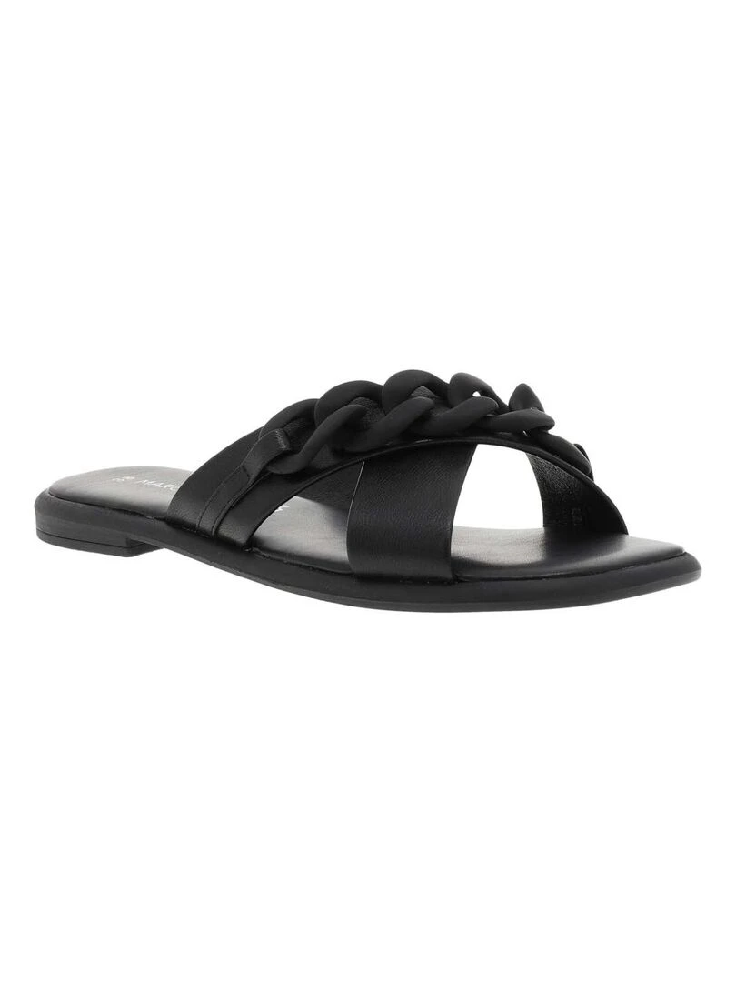 MARCO TOZZI Sandales en cuir à semelle plate Noir