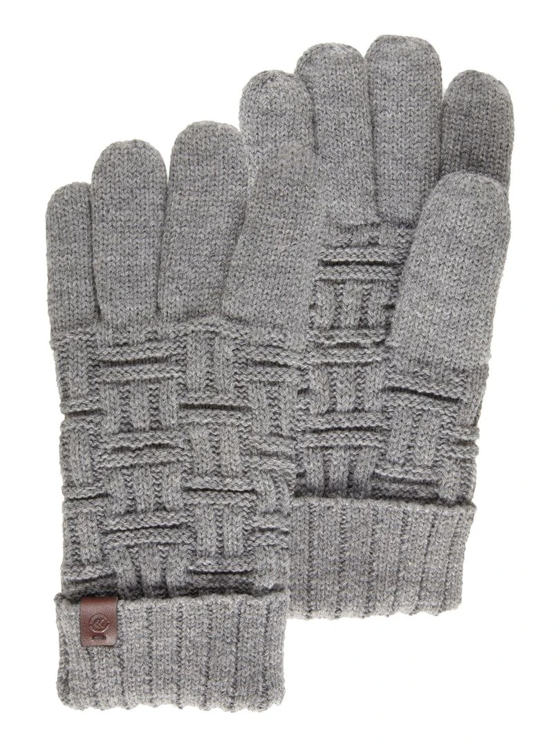 Gants Homme Maille motif géométrique Gris Gris