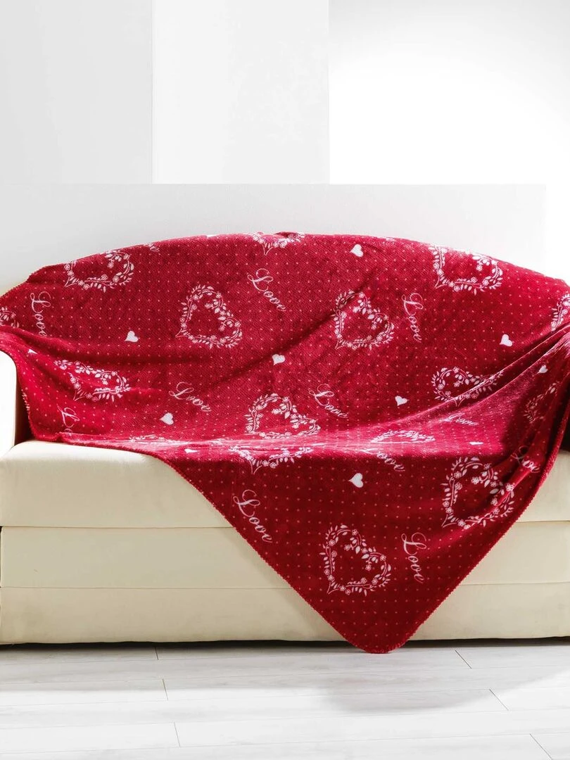 Plaid Couverture Collection Love Gris