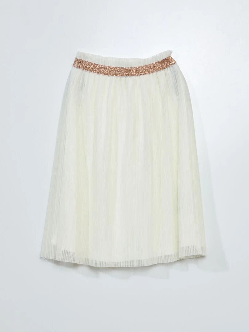 Jupe en tulle plissé et ceinture pailletée blanc