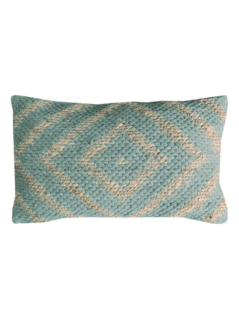 Coussin en coton et jute 'Deko&co' Vert d'eau