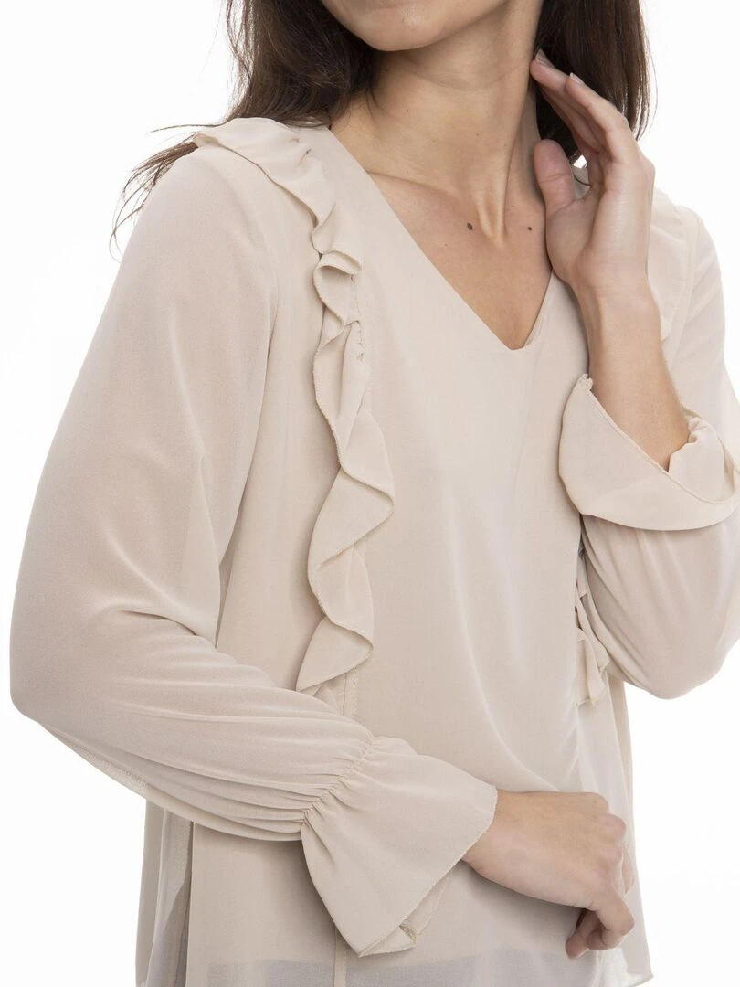 Chemise col tunisien CAROLE   Gérard Pasquier   Beige
