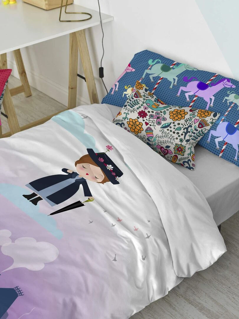 Parure housse de couette 2 pièces Nanny "Happyfriday"   Bleu Violet