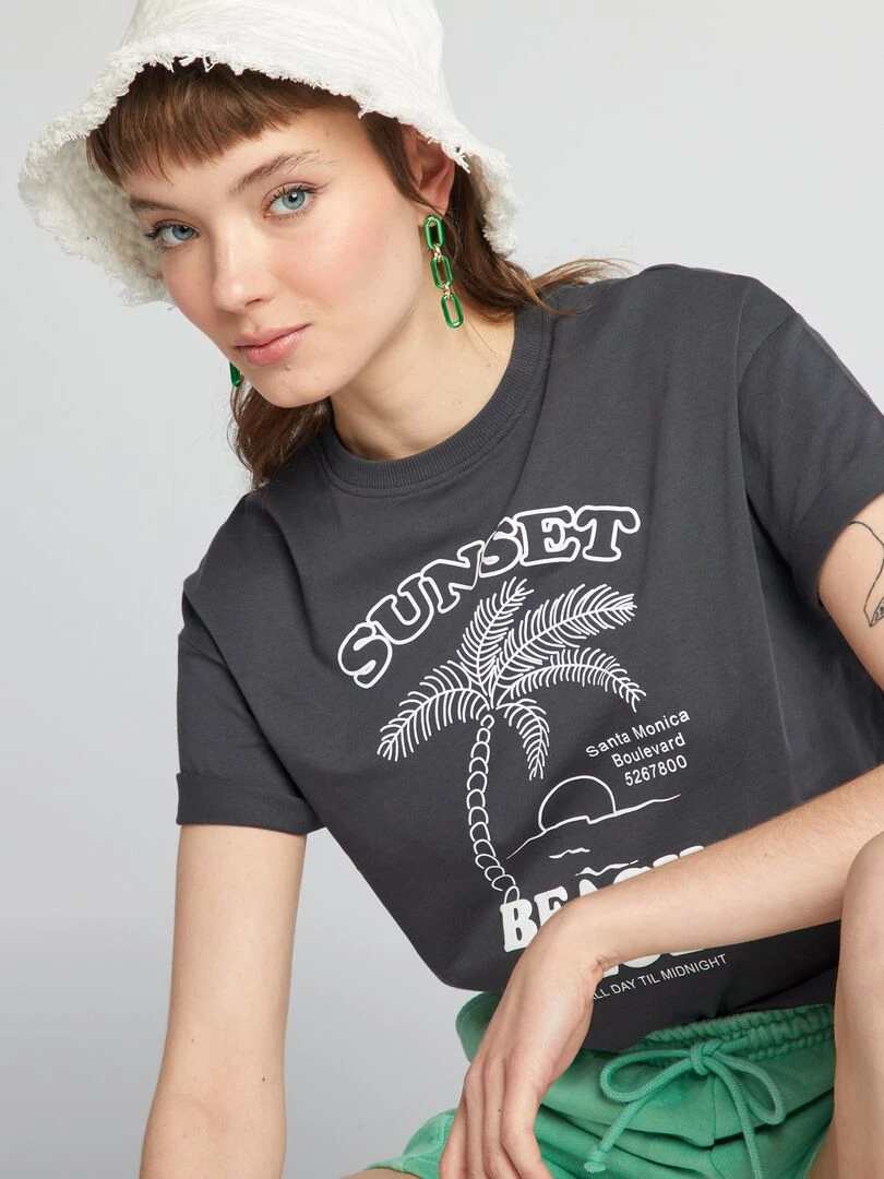 Tee shirt oversize imprimé Noir