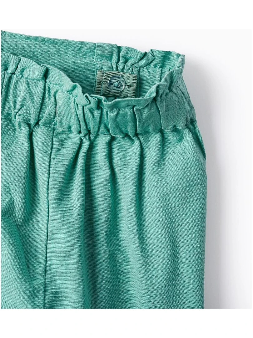 Short En Lin Pour Fille   Vert