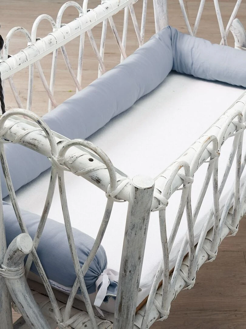 Tour de lit en coton bleu 180 x 9 cm   Bleu