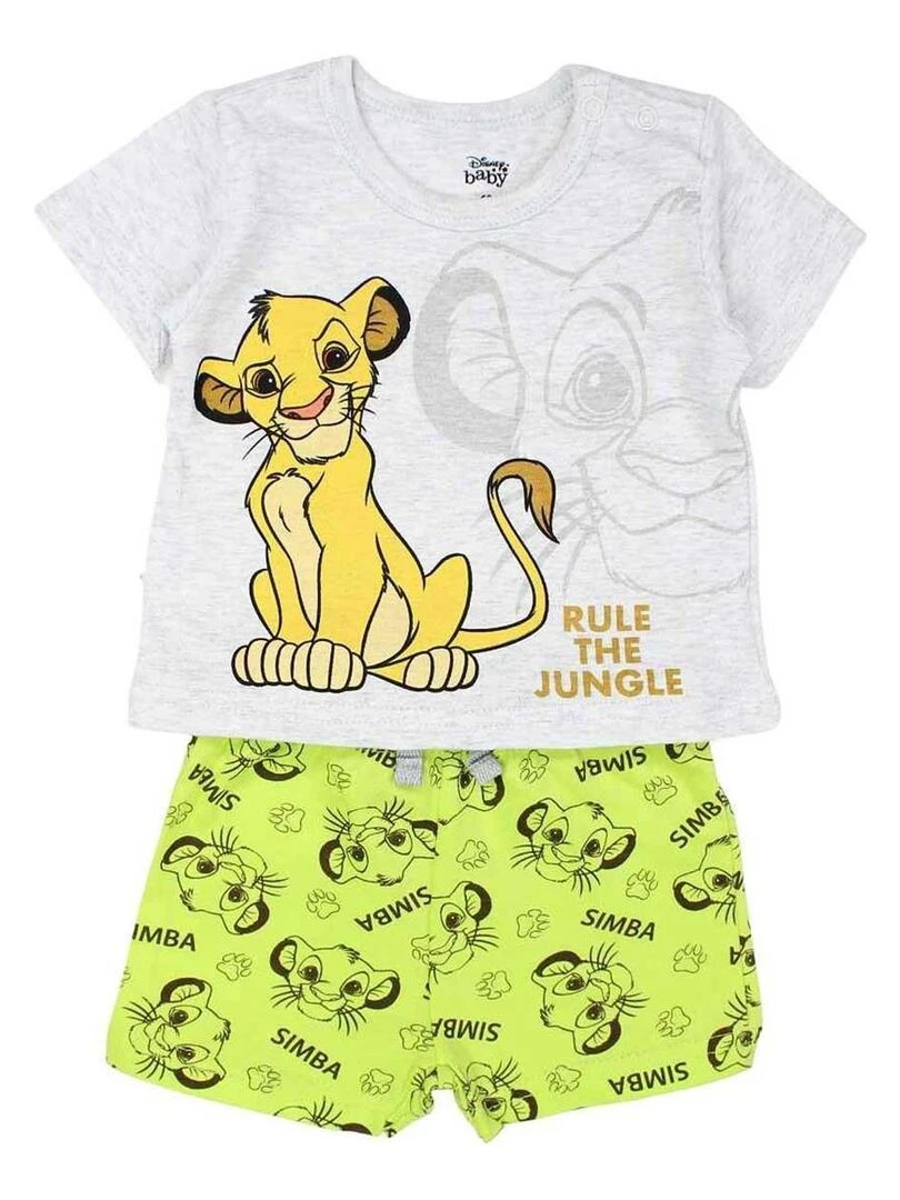 Disney Ensemble T shirt short bébé garçon Imprimé Le Roi Lion Vert