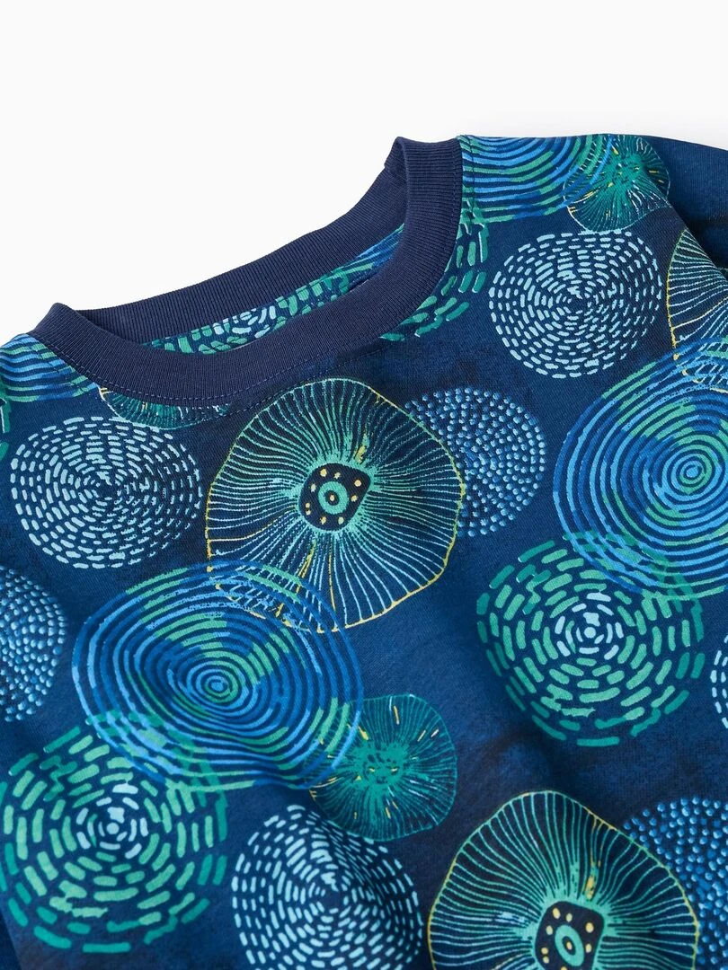 T shirt en Coton à Motif pour Garçon manches courtes   Bleu foncé
