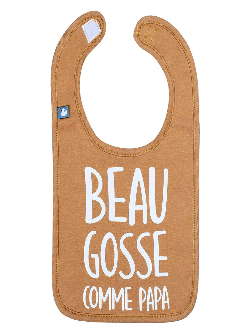 Bavoir bébé personnalisé Beau gosse comme papa ! Marron