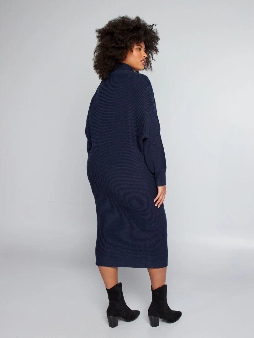 Robe longue à col roulé   bleu marine