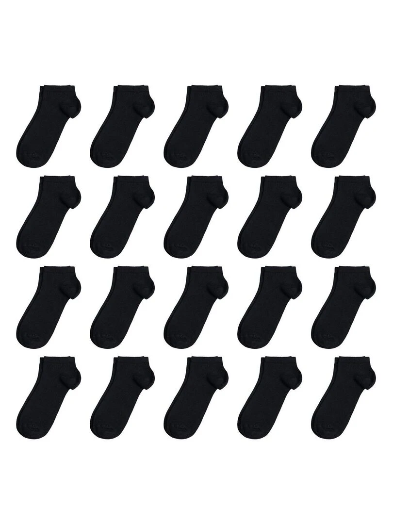 Socquettes Coton Prémium   Lot 20 Paires   Fabrication UE   Noir