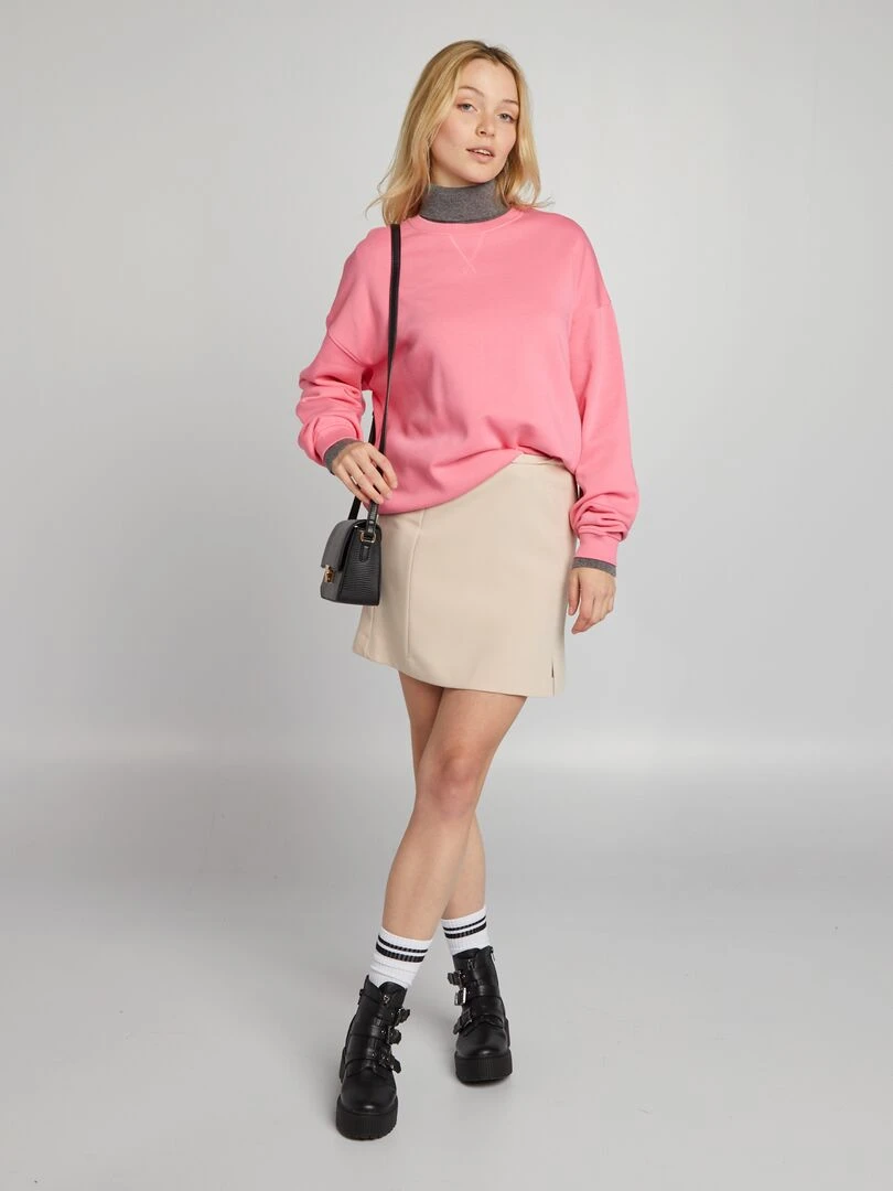 Sweat en molleton uni rose
