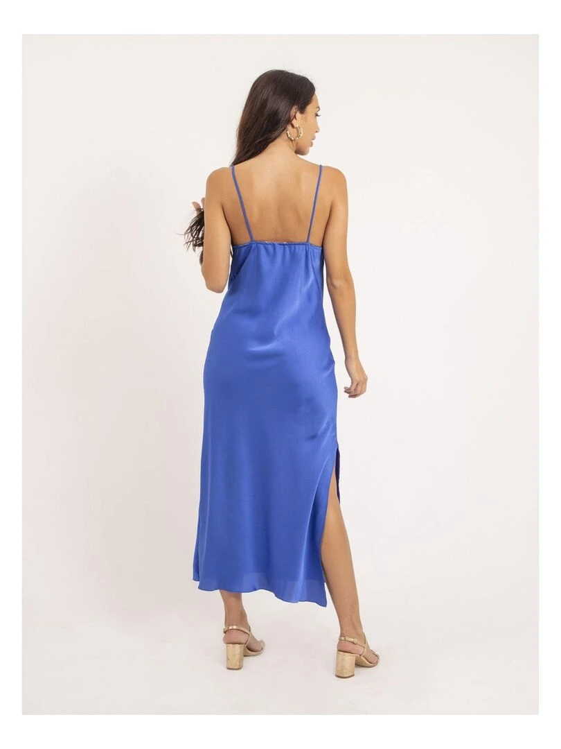 Robe longue satin ISAURIE Bleu roi