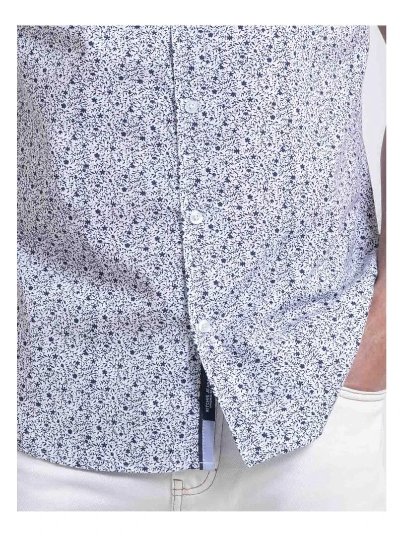 Chemise manches courtes motifs DULAGON   Bleu marine