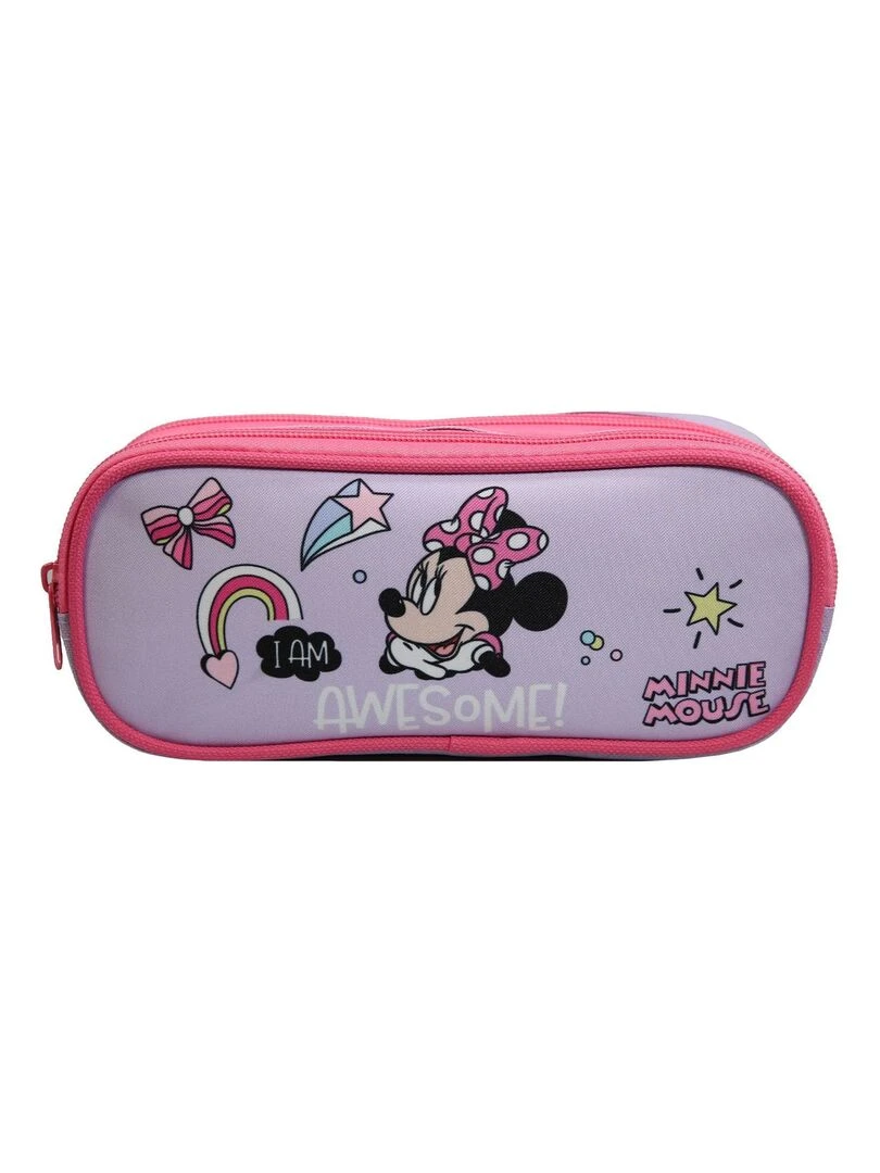 Trousse scolaire 2 compartiments Disney Minnie Violette Parme Bagtrotter Violet