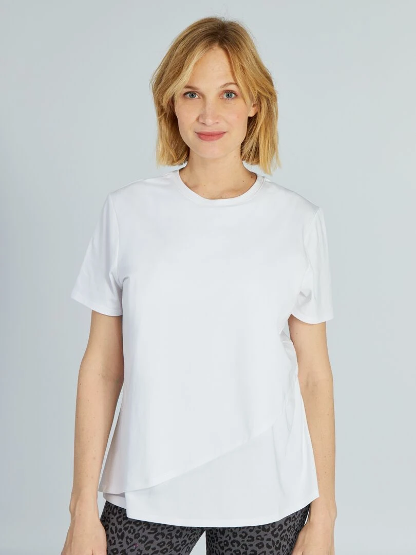T shirt d'allaitement ouverture portefeuille blanc