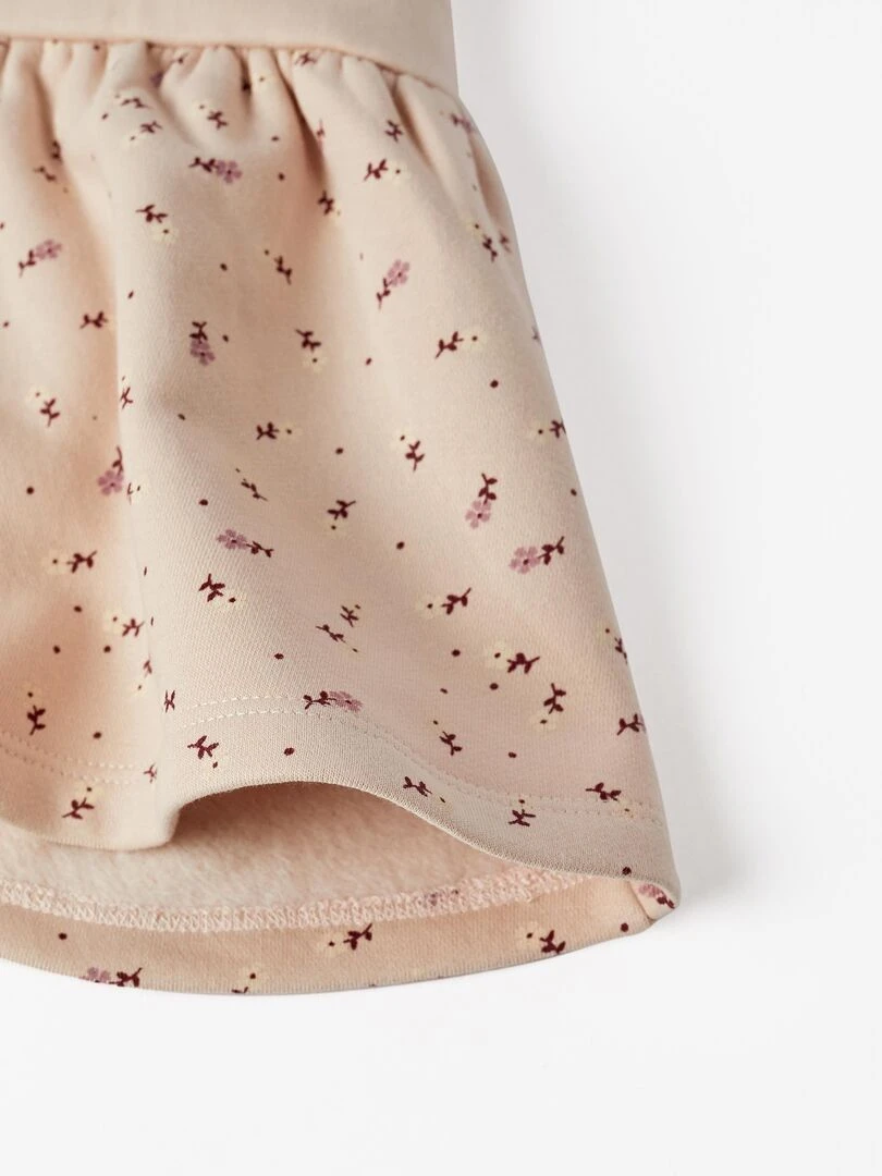 Robe en molleton pour bébé fille 'Blooming' manches longues SWEET FROSTY DREAMS   Beige clair