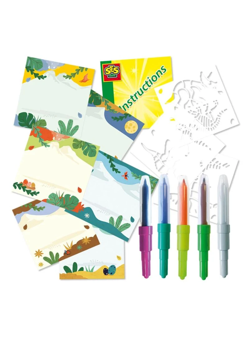 Feutres aérographes : Blow airbrush pens : Dinosaures à changement de couleur magique   N/A