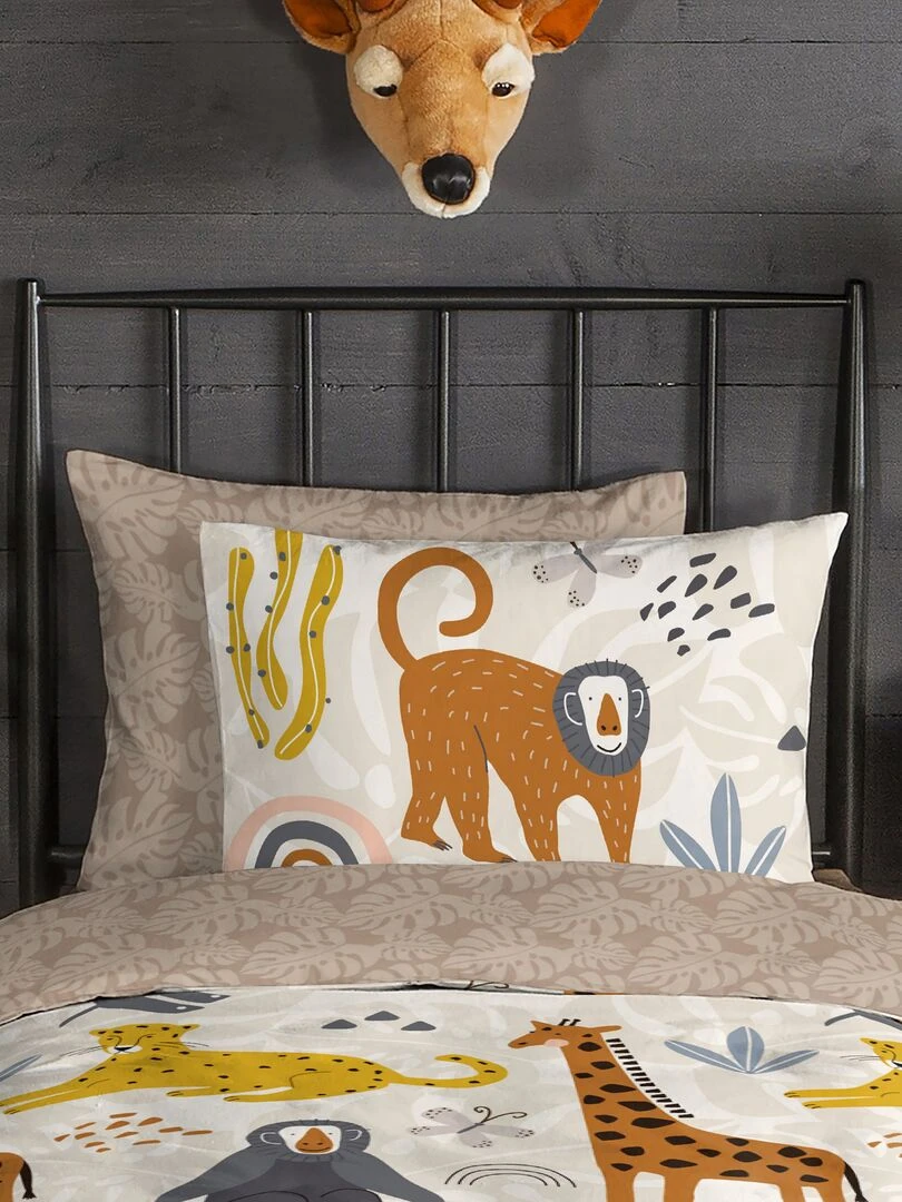 Parure de lit animaux 1 personne Beige